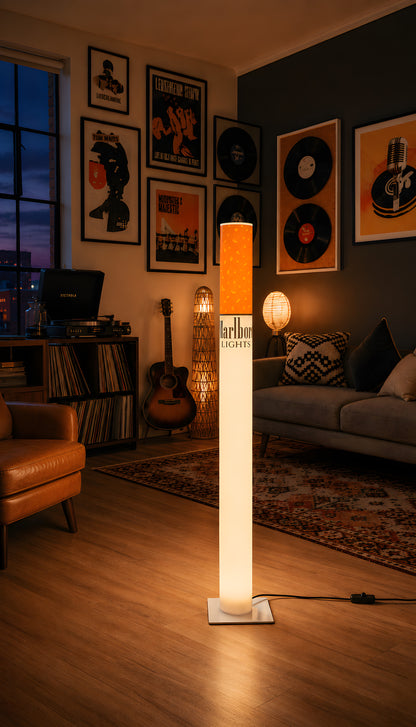 Marlboro Lamp | Vintage Giant Cigarette Lamp 95 cm (37.4") Retro Floor Lamp, Man Cave & Home Bar Decor
