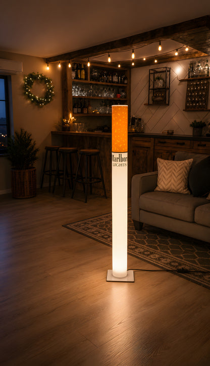 Marlboro Lamp | Vintage Giant Cigarette Lamp 95 cm (37.4") Retro Floor Lamp, Man Cave & Home Bar Decor
