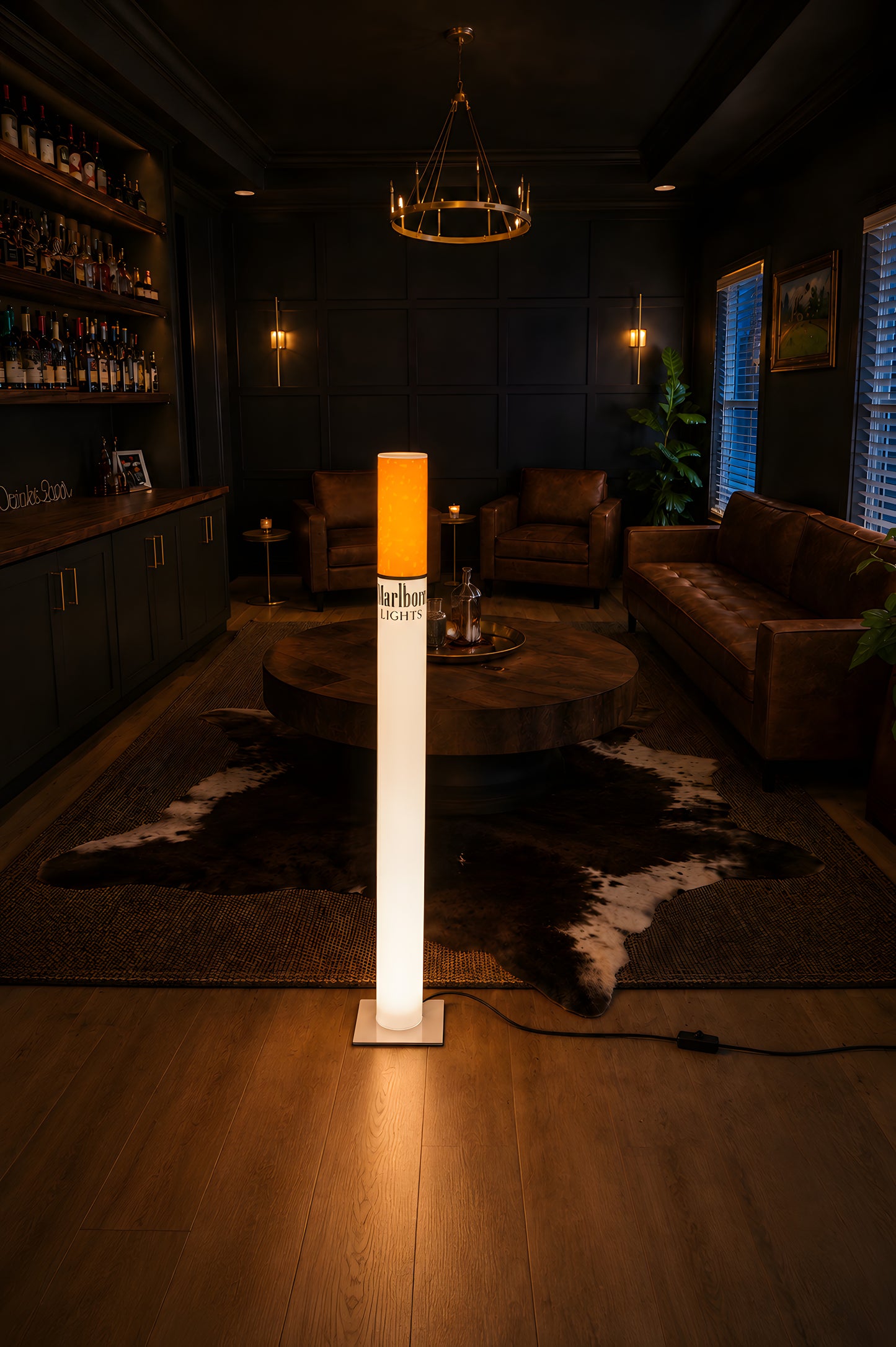 Marlboro Lamp | Vintage Giant Cigarette Lamp 95 cm (37.4") Retro Floor Lamp, Man Cave & Home Bar Decor