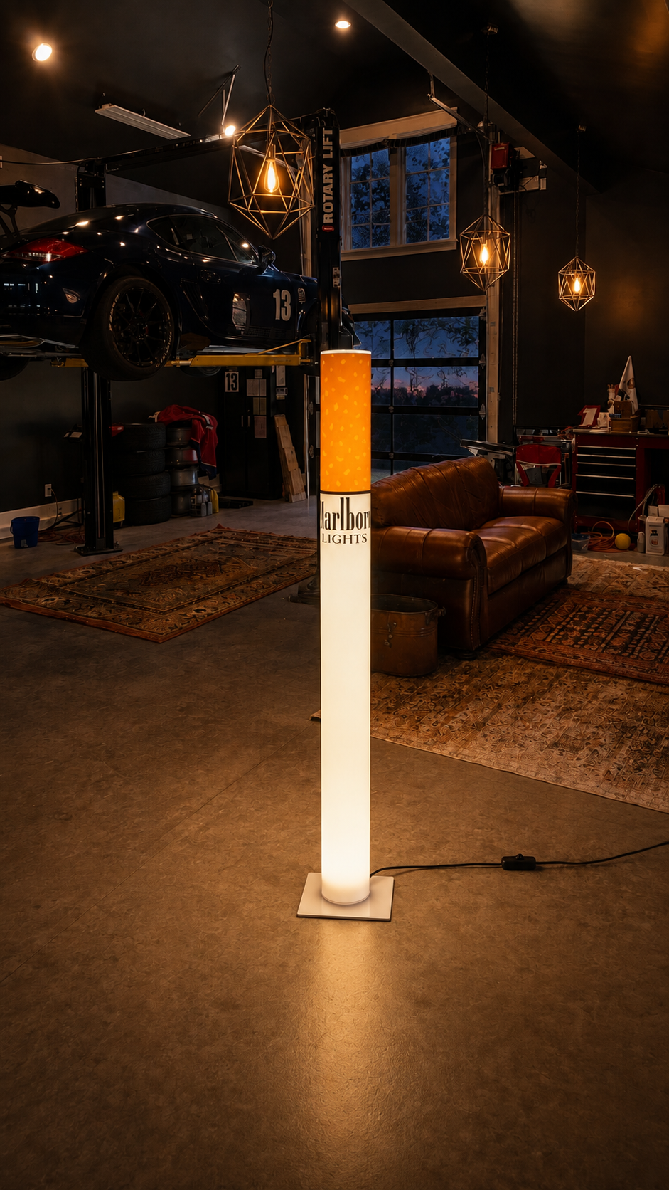 Marlboro Lamp | Vintage Giant Cigarette Lamp 95 cm (37.4") Retro Floor Lamp, Man Cave & Home Bar Decor