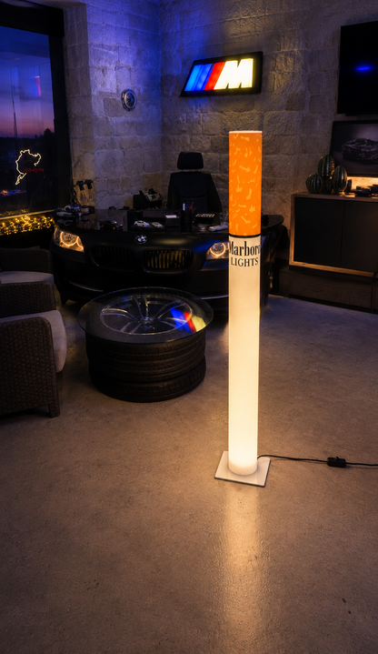 Marlboro Lamp | Vintage Giant Cigarette Lamp 95 cm (37.4") Retro Floor Lamp, Man Cave & Home Bar Decor