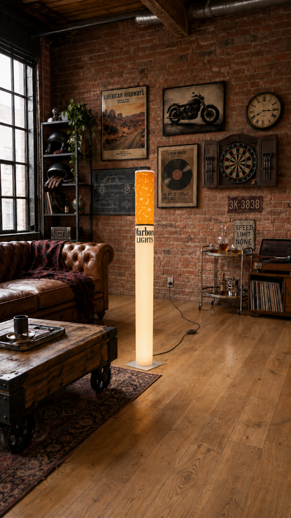 Marlboro Lamp | Vintage Giant Cigarette Lamp 95 cm (37.4") Retro Floor Lamp, Man Cave & Home Bar Decor